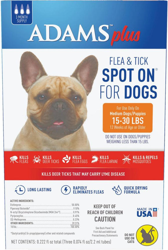 Adams Plus Spot On Flea & Tick For Medium Breed Dogs